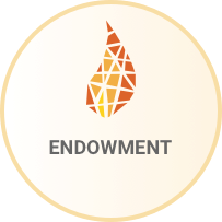 Flame icon with the word Endowment