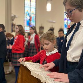 Seton Catholic students at Ash W Ednesday mass at St Ag church feb 26 FB post 1