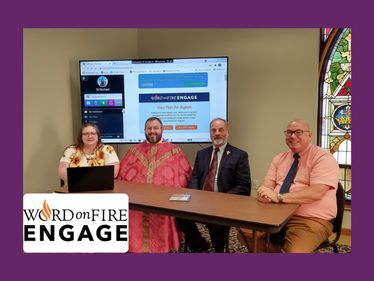 Teia Barger (Youth Facilitator), Fr. Barnes (Pastor), Deacon Luciani (Adult Faith Formation) and Deacon Aubel of Saint Michael Parish in Greenville