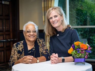 Edith Benson (L) and Lisa Louis (R) at the Catholic Foundation's donor event where Edith was welcomed into the Legacy Society.