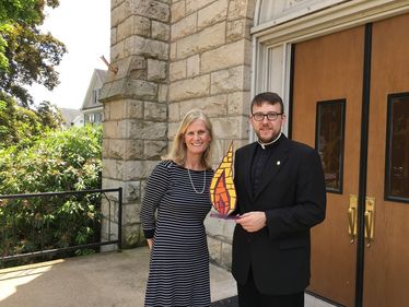 Lisa Louis and Fr. Brandon Kleckner at Saint Francis of Assisi Catholic Church