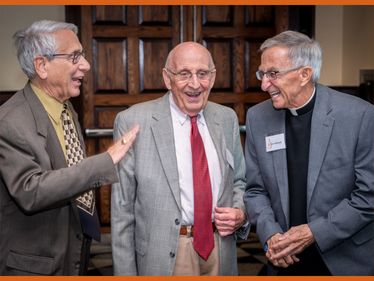 Dale DeMarco, Dave Murphy, and Fr. Tom Fialkowski enjoying the recent Foundation donor appreciation event.